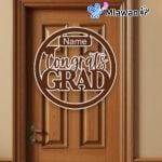 Black graduation door sign celebrating Class of 2025 in UAE