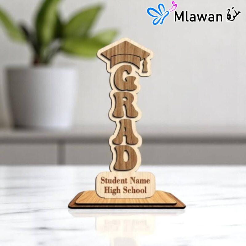 Custom wooden academic award plaque with acrylic detailing