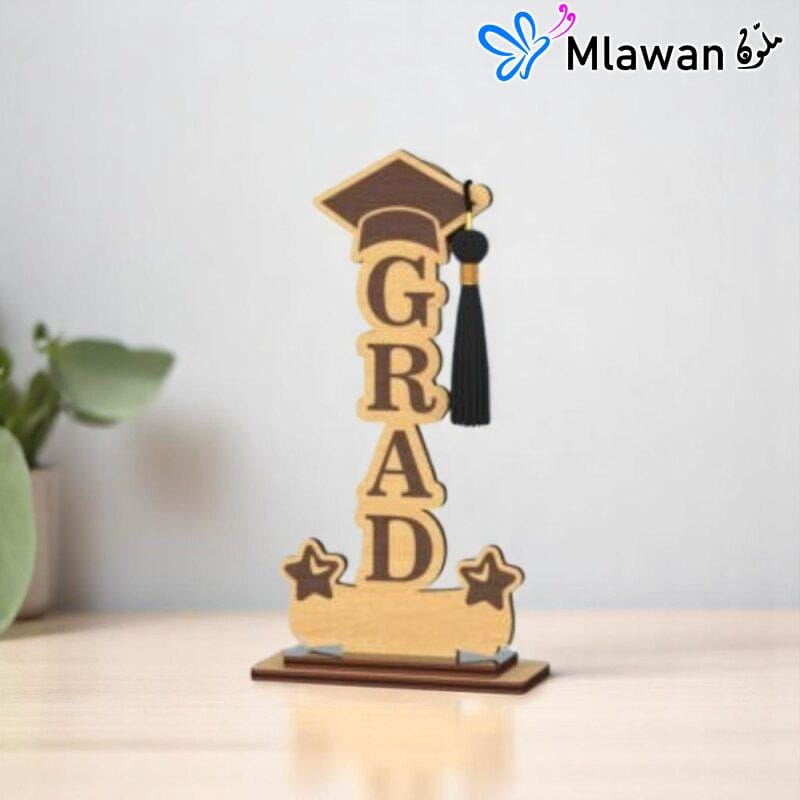 Wooden academic achievement award with personalized text and school name