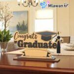 Custom engraved wooden graduation trophy in Dubai with personalized message
