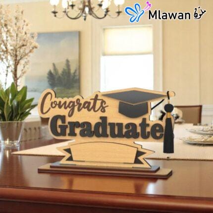 Custom engraved wooden graduation trophy in Dubai with personalized message