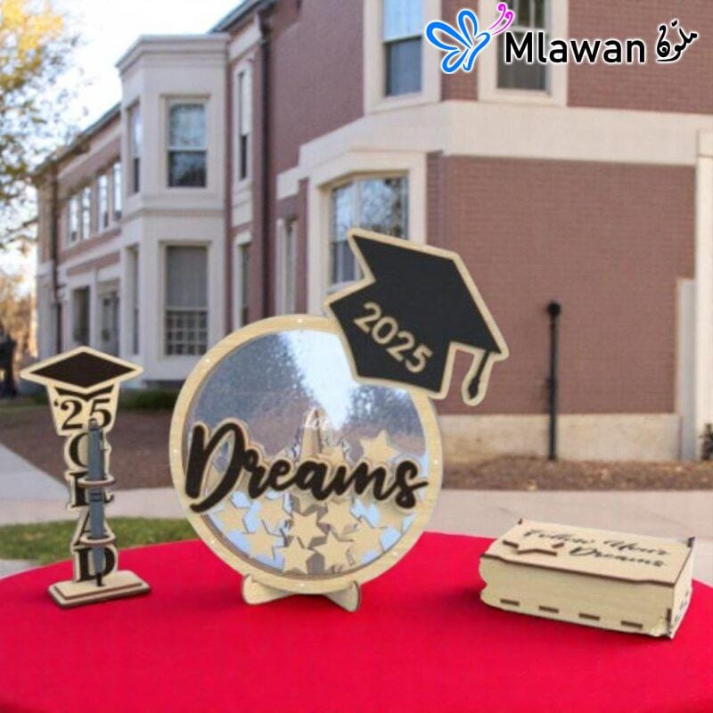 Customizable graduation guestbook 2025 with personalized wooden star tag box