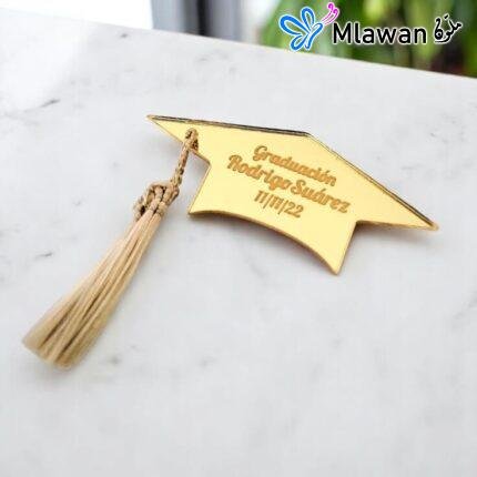 Custom engraved acrylic graduation cap chocolate treats for elegant celebrations