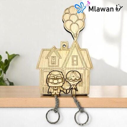 Personalized Up Couple Keychain celebrates Carl and Ellie anniversary - Perfect Home Decor Balloon Heart House
