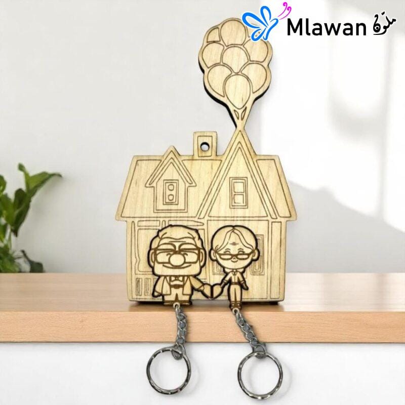 Personalized Up Couple Keychain celebrates Carl and Ellie anniversary - Perfect Home Decor Balloon Heart House