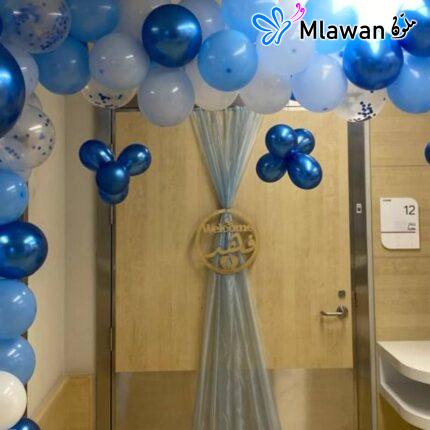 Blue baby welcoming decor