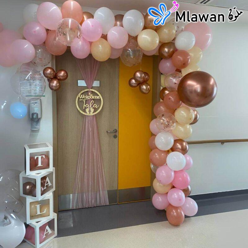 Welcome Baby elegant newborn hospital room balloons UAE