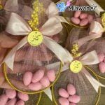 Elegant personalized newborn giveaways - Acrylic Mirror Name and dragees sweets