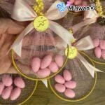 Personalized baby favors - "newborn giveaways with Acrylic Mirror Name and dragees sweets" unique newborn gifts.