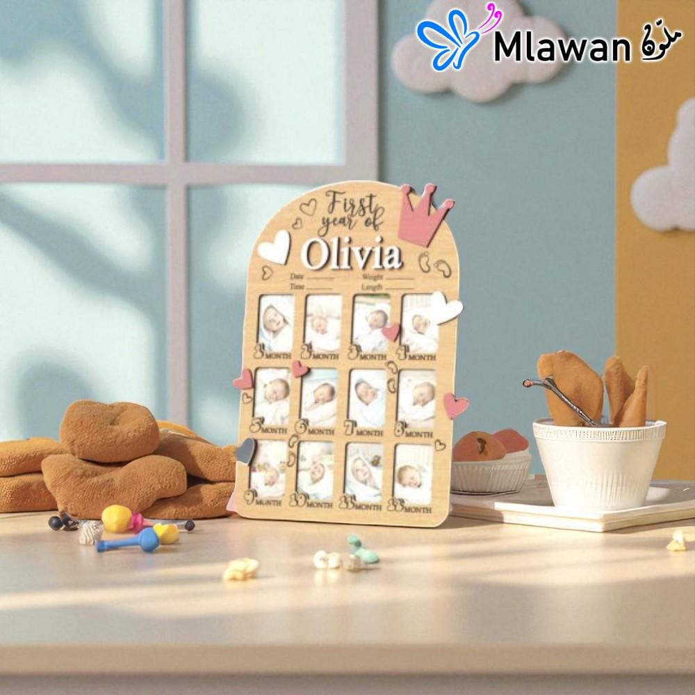 4702 (1) Baby's First Year Photo Frame- Preserve Little One's Memories Personalized Photo Frame Celebrate