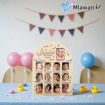 My First Year Photo Frame Board daisy photo display.