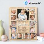 My First Year Baby Photo Display Board Wooden Frame - Nursery Decoration