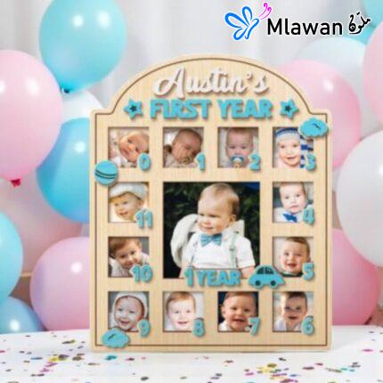 إطار صور خشبي السنة الأولى للأطفال هدية مواليد ولوحة عرض صور عيد الميلاد الأول تذكارية - لوحة صور خشبية إطار السنة الأولى للأطفال لعرض صور عيد الميلاد الأول هدية مواليد وذكريات