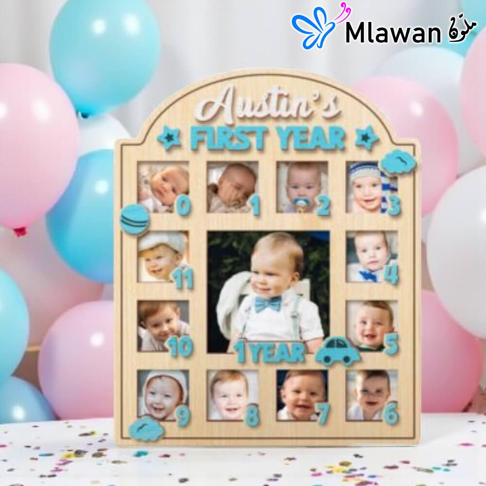 4706 (1) Nursery Decor Gift Baby's First Year My First Year Photo Frame Board 12 Months Milestone Board - Baby’s First Year Picture Frame 12 Months Milestone Board Photo Display Wood Board Neutral Baby Keepsake Frame 1st Birthday Nursery Decor Gift for Boy Girl