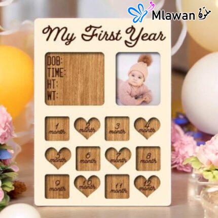 Baby's First Year - My First Year Photo Frame Nursery Decor Gift 12 Months Milestone Board