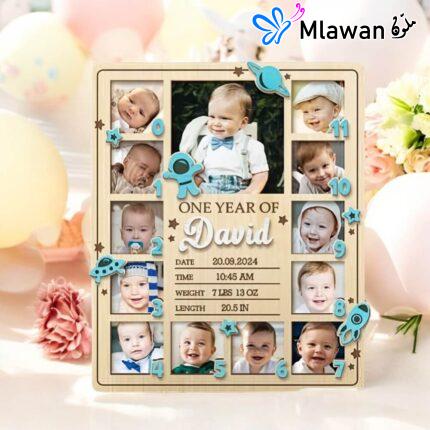 Baby's First Year Photo Frame - 12 Months Milestone Board Nursery Decor Gift