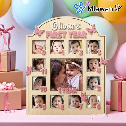 Baby's First Year photo frame milestone nursery decor.