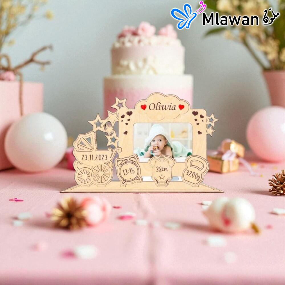 4715 Personalized baby photo frame gift newborn announcement.