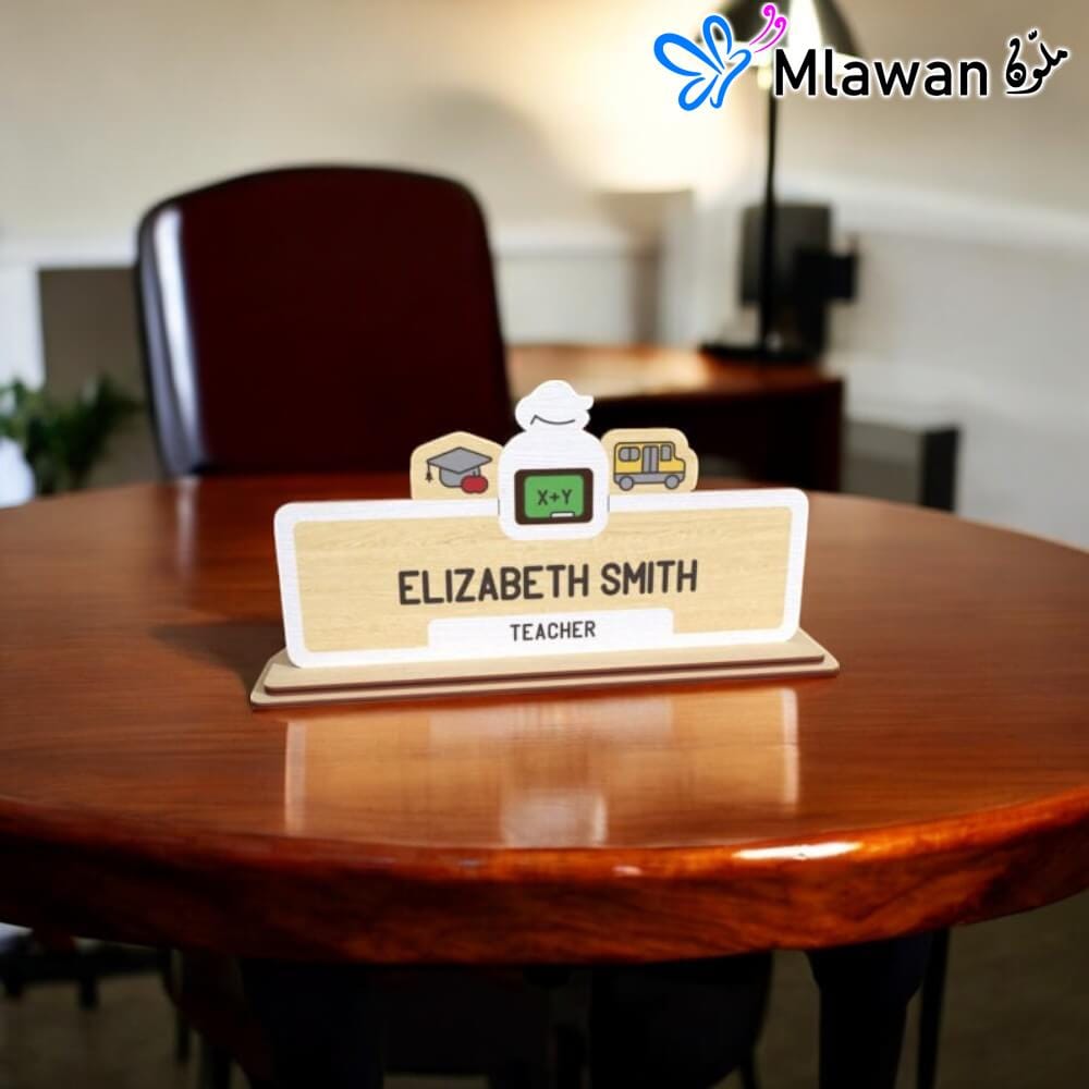 4717 (2) Personalized Teacher Desk Name Plate Dubai Custom Desk Top Sign Sharjah