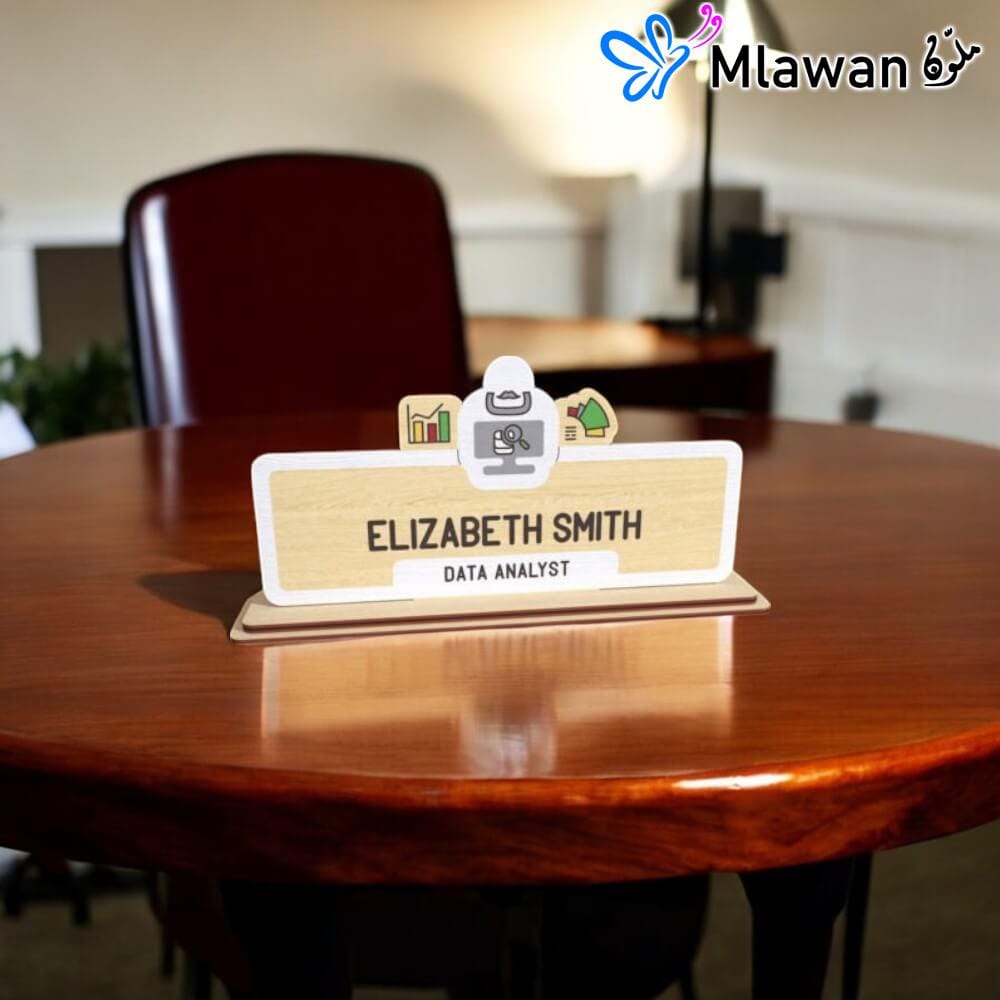 4717 (4) Personalized Desk Name Plates Dubai Abu Dhabi Data Analysts Custom Office Signs