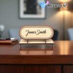 Personalized wooden desk nameplate
