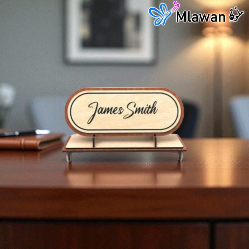 Personalized wooden desk nameplate