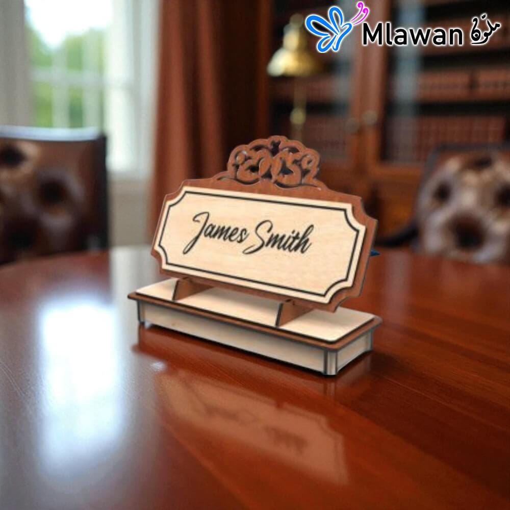 4721 (2) Personalized Wood Name Sign Custom Tabletop Display.