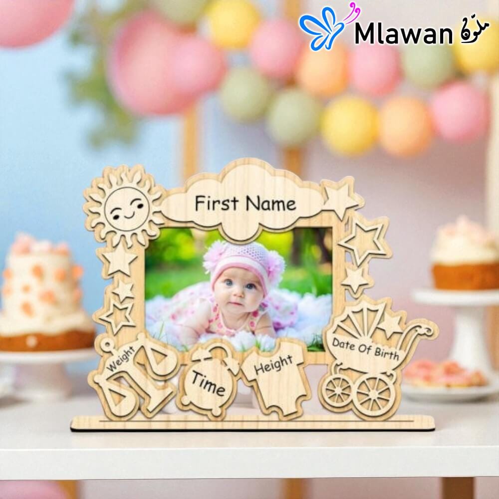 4723-Photoroom Personalized Baby Birth Frame displays Newborn Name Date and Time