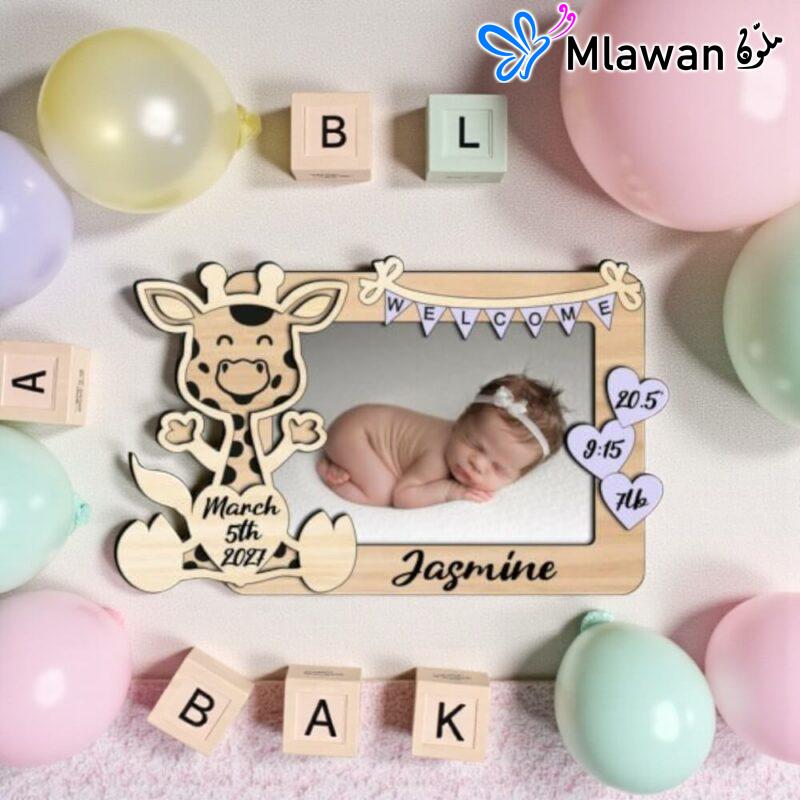 Personalized Wooden Baby Photo Frame - Welcome Baby Newborn Picture Frame