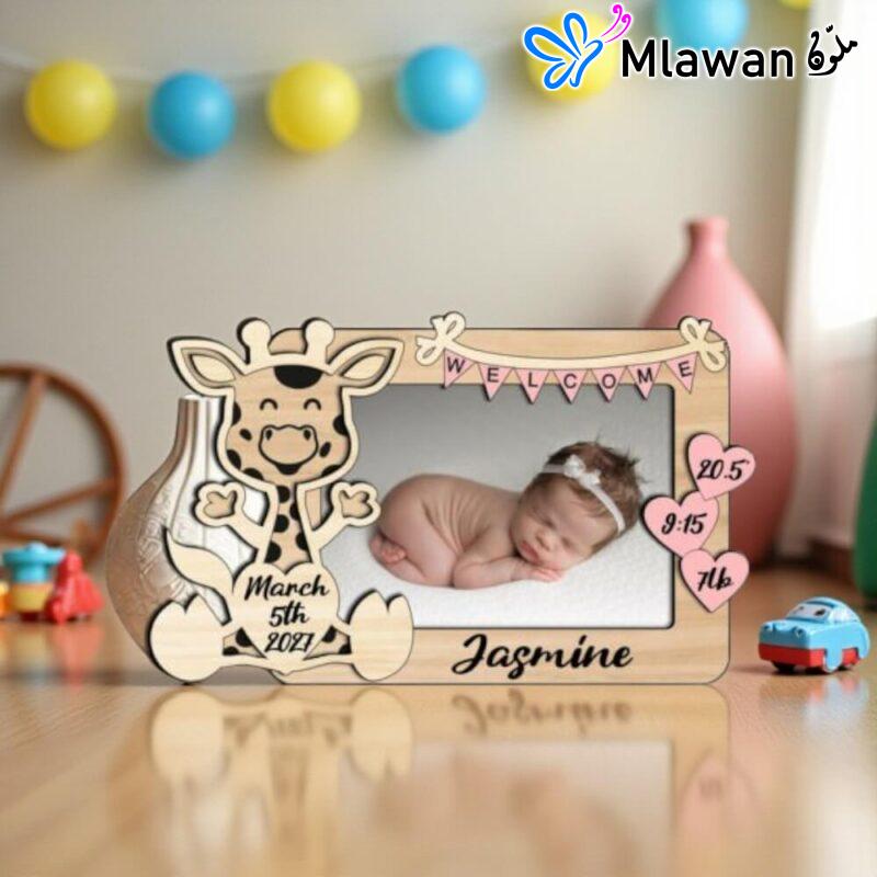 Personalized Wooden Baby Photo Frame Newborn Announcement gift