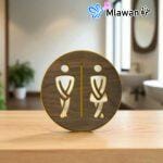 Stylish restroom signs guide business guests to office bathrooms door decor.