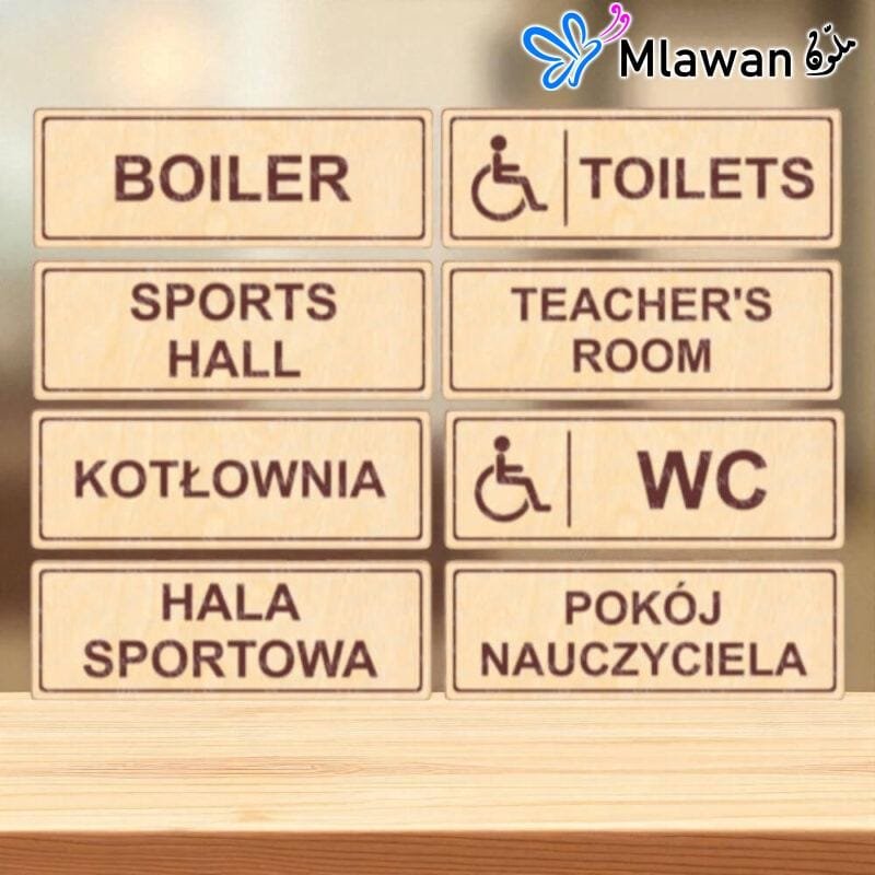 لافتات خشبية إرشادية متينة -انجليزي وبولندي.