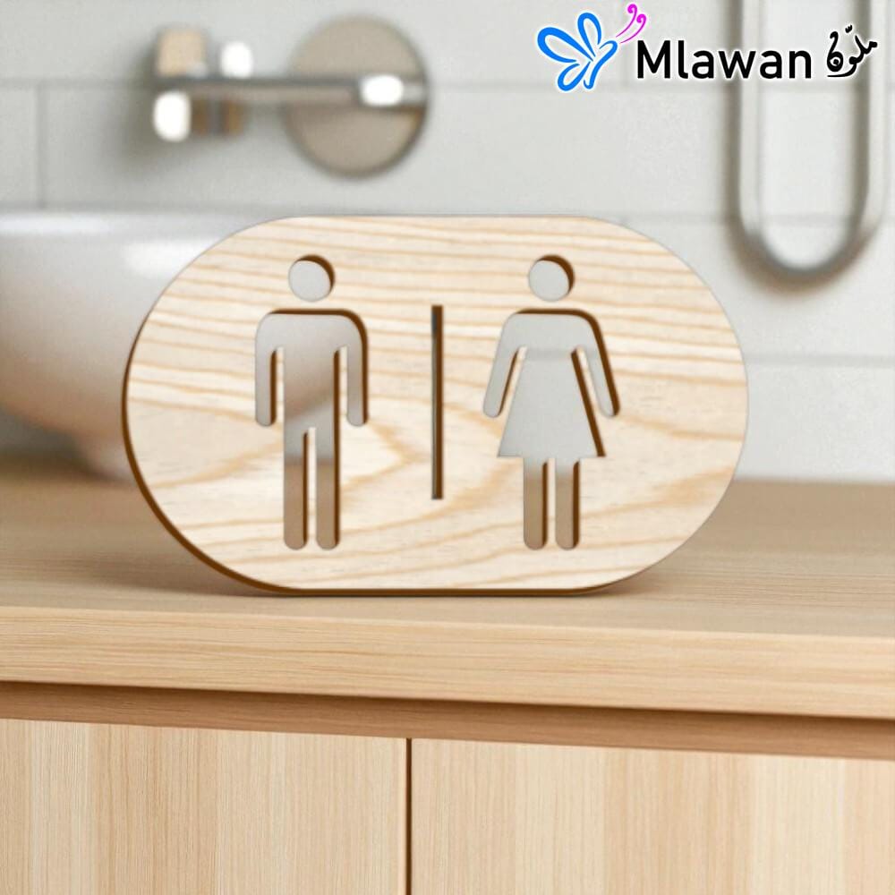 4738 (2) Bathroom Decor Wooden Toilet Signs Restroom Door Markers Plaques