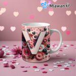 Personalized letter V ceramic magic mug.