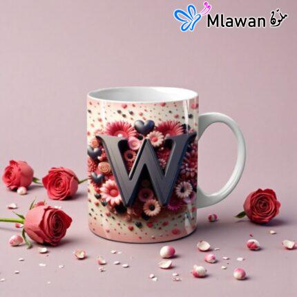 Personalized letter W coffee mug - Ceramic Coffee Mug: Personalized Letter Mug Chic Gift letter W