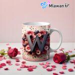 Letter W mug Valentine giftPersonalized Letter W coffee mugChic Letter W Valentine mug