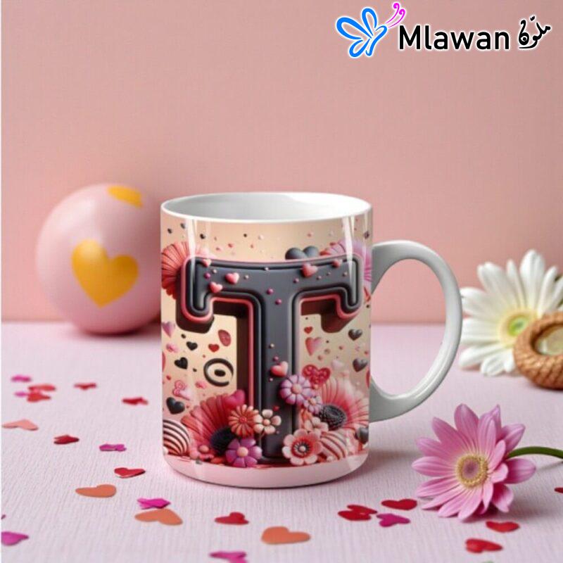 Personalized letter T mug.