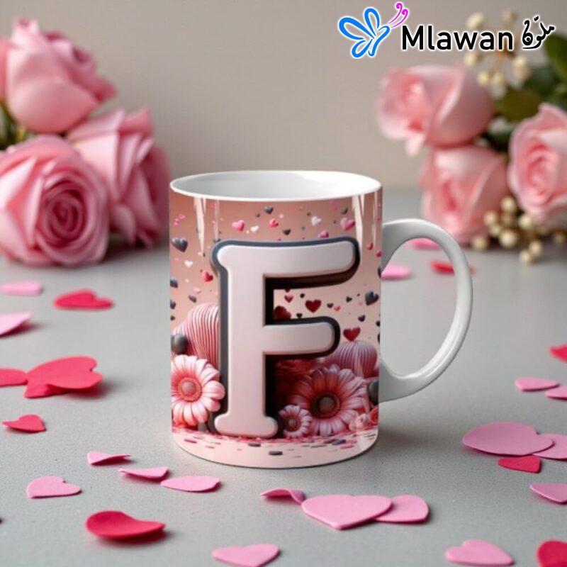 Personalized letter F mug