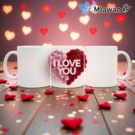 Love You Heart Ceramic Coffee Mug.