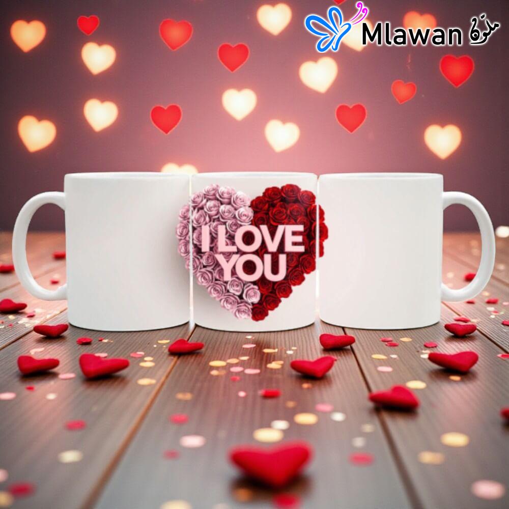 4742-7 (3) Love You Heart Ceramic Coffee Mug.