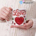 Love Coffee Mug Red Rose Valentines Gift