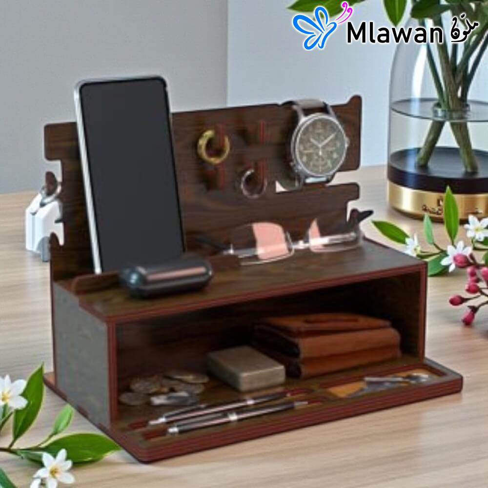 4797-1 (2) Wooden Nightstand Organizer Docking Station - perfect gifts for men
