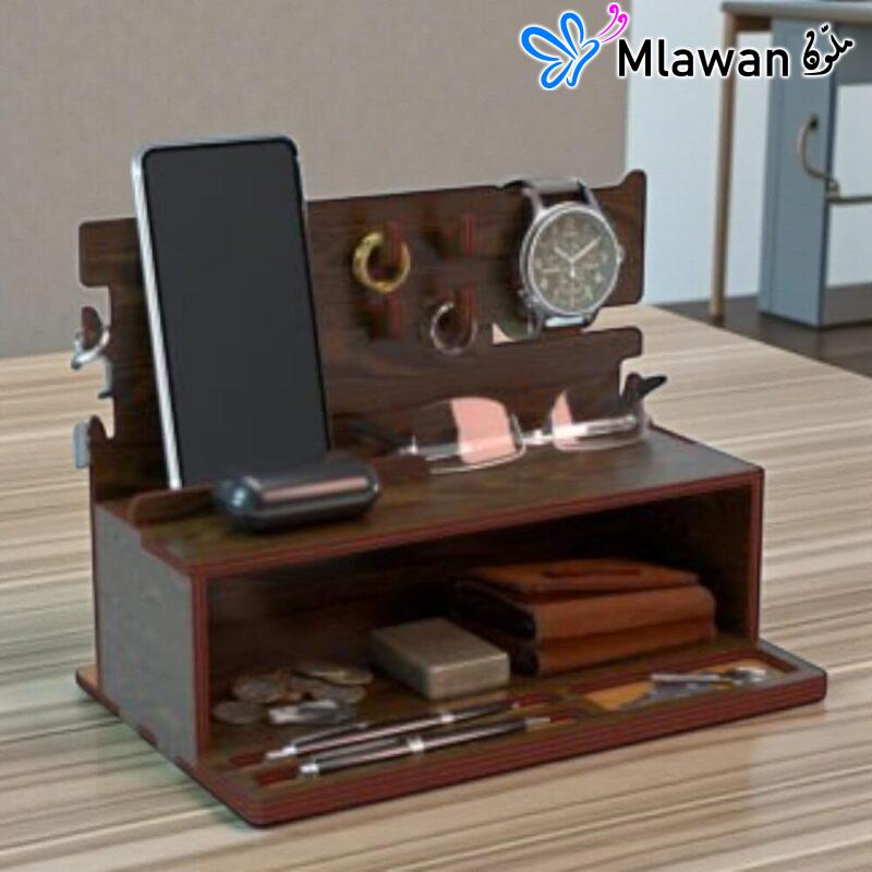 Wooden nightstand organizer docking station