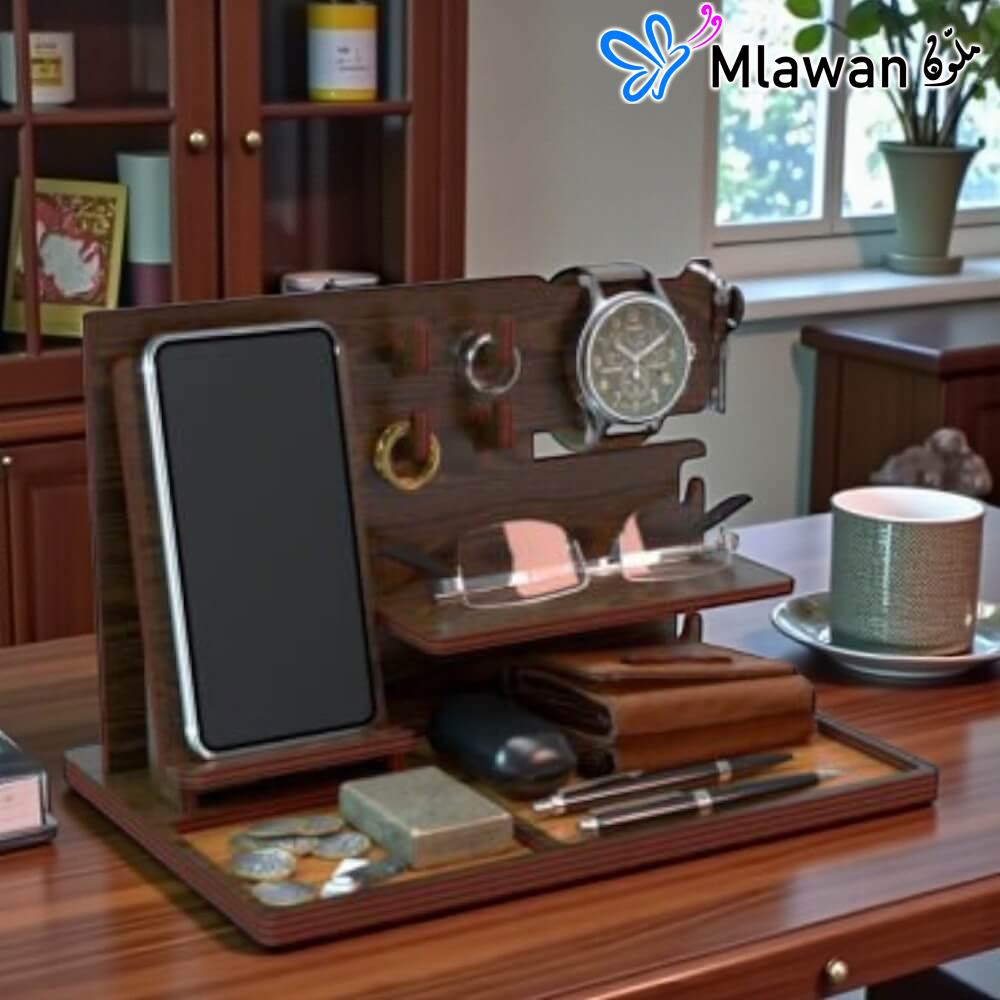 4797-2 (4) Wooden Phone Docking Station Organizer Gifts for Men