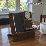 Wooden Phone Docking Station Key Holder Watch Organizer gifts