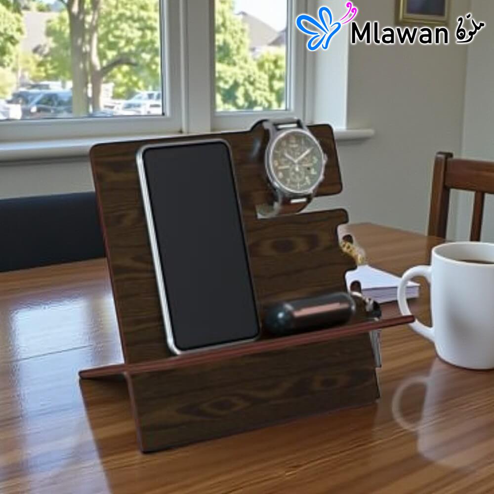 4797-3 (4) Wooden Phone Docking Station Key Holder Watch Organizer gifts