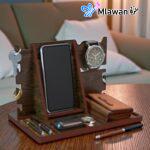 Wooden docking station organizer - Multifunctional Wood Phone Docking Station Organizer