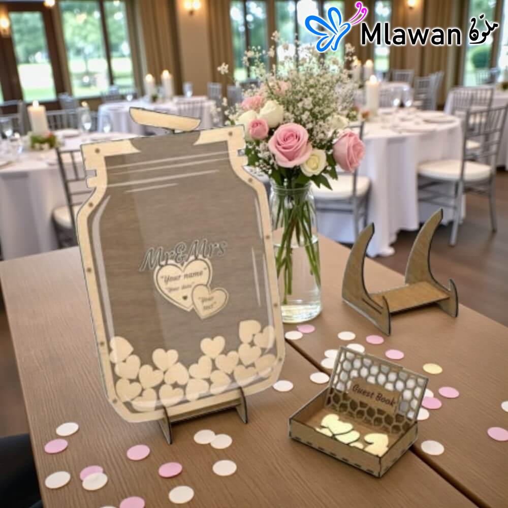 4800 (4) Personalize Heart Jar unique wooden heart drop box keepsake alternative