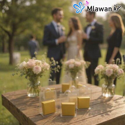 Wedding Giveaways - Chocolate Favors in Shine Clear Acrylic Boxes Gift Packaging Bag