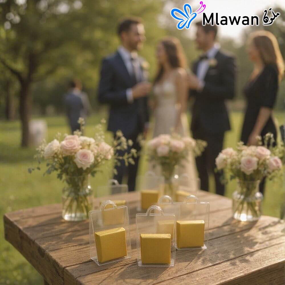 4811-1 (1) Wedding Giveaways - Chocolate Favors in Shine Clear Acrylic Boxes Gift Packaging Bag